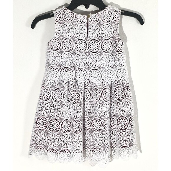 Genuine Kids by OshKosh Dress Lace Embroidered Scalloped Hem White Red - Picture 2 of 9
